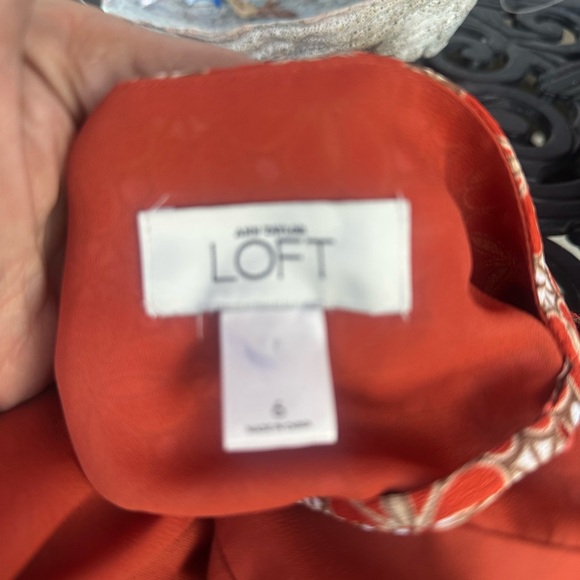 LOFT Burnt Orange and Chocolate Brown Midi Dress - Picture 13 of 14